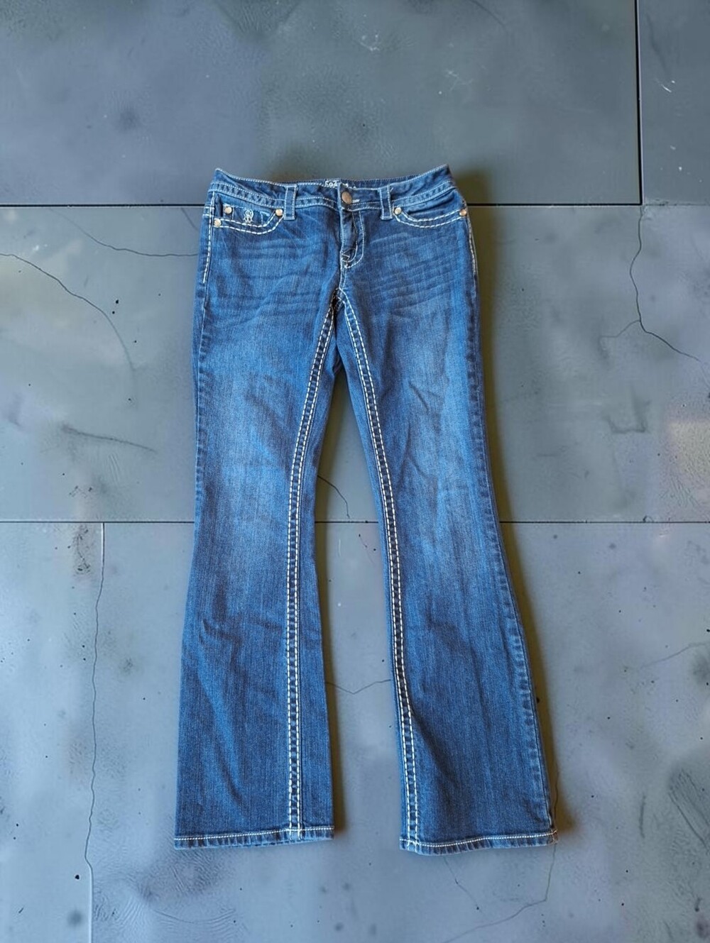 Paisley Sky Dark Blue Low-Rise Women's Jeans